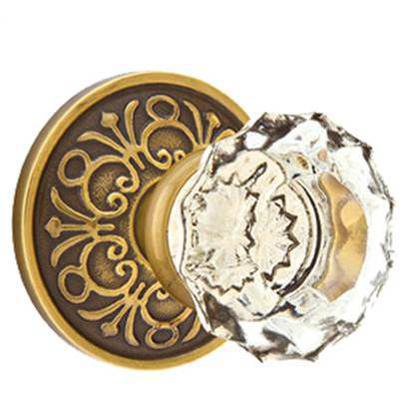 Emtek - Crystal Privacy Knob Set with Astoria Clear Knob & Lancaster Rosette - 8206AS