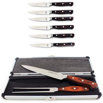 BergHOFF - Pakka 8-Piece Stainless Steel Cutlery Set with 6 Steak Knives and 2-Piece Carving Set - 2211920