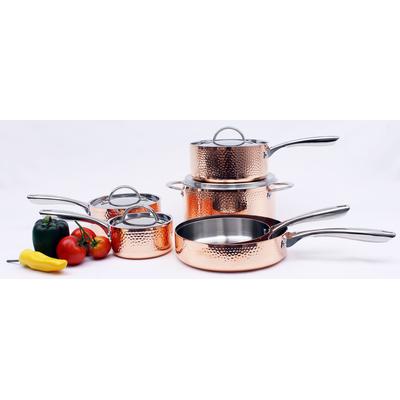 BergHOFF - Vintage 10-Piece Tri-Ply Hammered Copper Cookware Set with Lids - 2212298