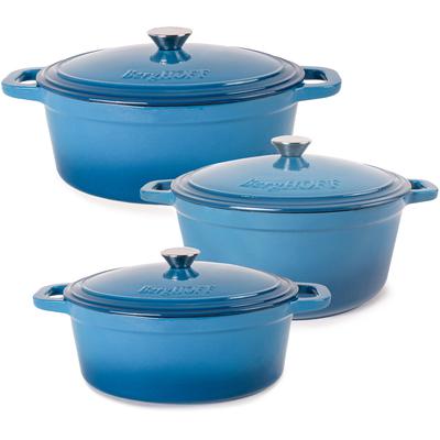BergHOFF - Neo 6-Piece Cast Iron Dutch Oven Cookware Set with Lids - Blue - 2220093