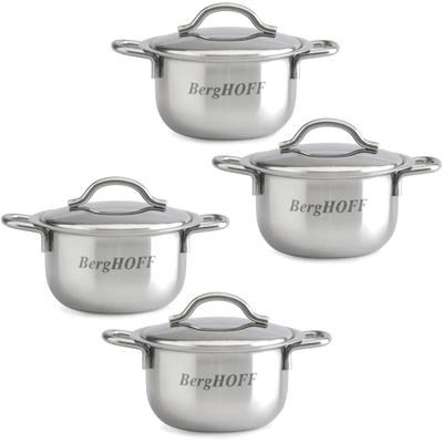 BergHOFF - 2.5" 18/10 Stainless Steel Covered Mini Pots - Set of 4 - 2220123