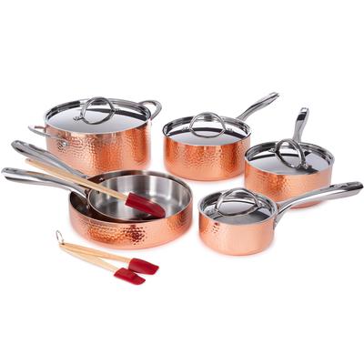 BergHOFF - Vintage 13-Piece Tri-Ply Hammered Copper Cookware Set with Lids - 2220349
