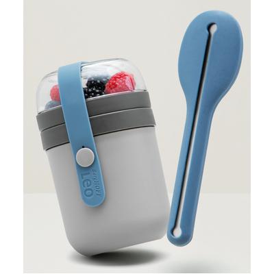 BergHOFF - Leo to Go Dual Lunch Box and Flatware Set - Grey/Blue - 3950235