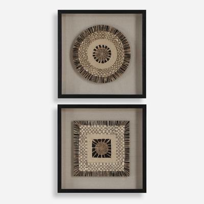 Uttermost - Set of 2 Intertwine Knit Paper Shadow Boxes - 4367