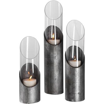Uttermost - Karter Iron and Glass Candleholders - Set of 3 - 17518