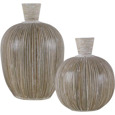 Uttermost - Islander White Washed Vases - Set of 2 - 17990