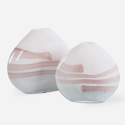 Uttermost - Set of 2 Blush Swirl Glass Vases - 18159