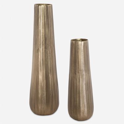 Uttermost - Set of 2 Vertiforge Vases - Antique Gold - 18171
