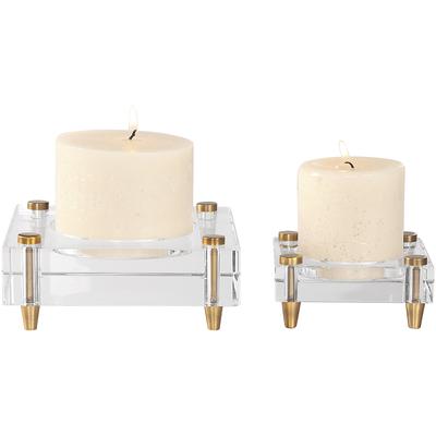 Uttermost - Claire Crystal Block Candleholders - Set of 2 - 18643