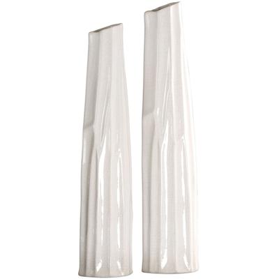 Uttermost - Kenley Crackled White Vases - Set of 2 - 18868