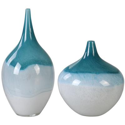 Uttermost - Carla Teal White Vases - Set of 2 - 20084