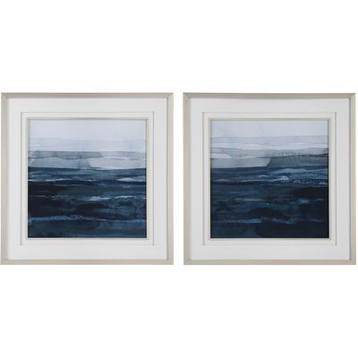 Uttermost - Set of 2 Rising Blue Abstract Framed Prints - 32270