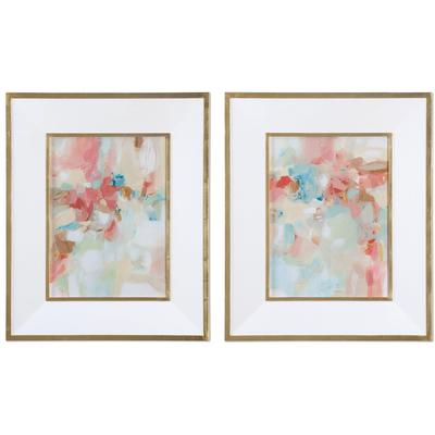 Uttermost - A Touch Of Blush And Rosewood Fences Art - Set of 2 - 41557