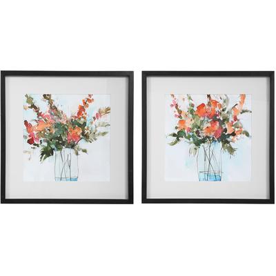Uttermost - Fresh Flowers Watercolor Framed Prints - Set of 2 - 41619