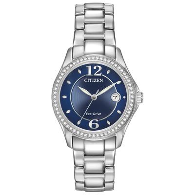 Citizen - Ladies' Silhouette Crystal Stainless Steel Eco-Drive Watch with Cobalt Blue Dial and Swarovski Crystals - FE1140-86L
