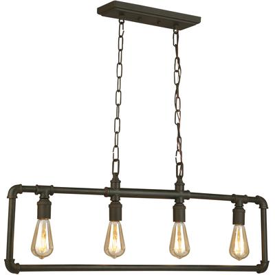 EGLO - Wymer 4-Light Open-Frame Open-Bulb Linear Pendant - Matte Bronze - 202847A
