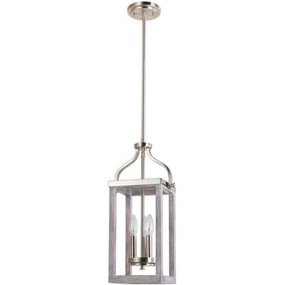 EGLO - Montrose 3-Light Pendant - Acacia Wood/Brushed Nickel - 203107A