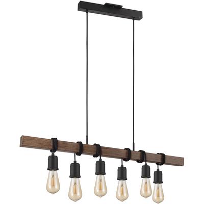 EGLO - Violon 6-Light Open-Bulb Linear Pendant - Black - 204243A