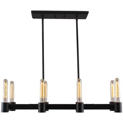 EGLO - Broyles 8-Light Open-Bulb Linear Pendant - Matte Black - 204554A