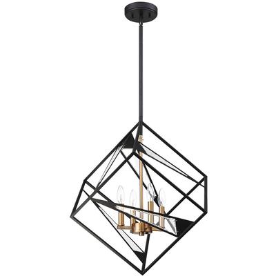 EGLO - Corrietes 4-Light Geometric Open-Frame Pendant - Black - 204586A