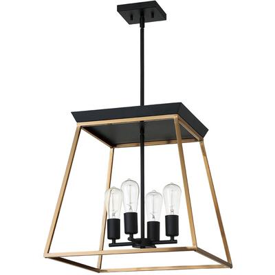 EGLO - Paulino 4-Light Open Frame Pendant - Brushed Gold/Matte Black - 204595A