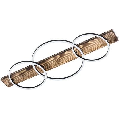 EGLO - Boyal 3-Light Integrated LED Pendant - Black/Brushed Pine Wood - 204922A