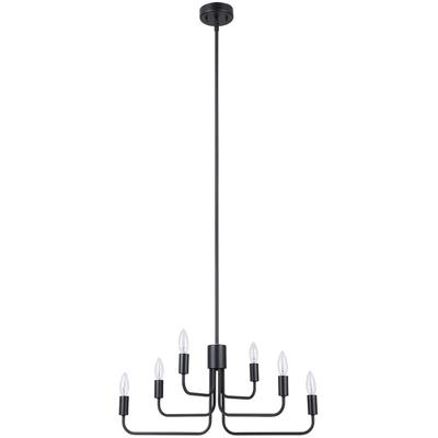 EGLO - Portofino 6-Light Open-Bulb 3-Tier Chandelier - Structured Black - 205807A
