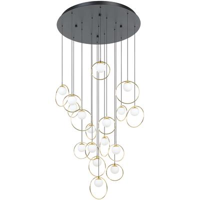 EGLO - Portocolom 17-Light Integrated LED Cascade Pendant - Black/Shiny Brass - 206113A