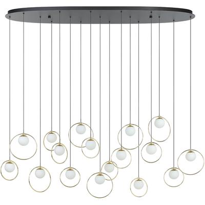 EGLO - Portocolom 17-Light Integrated LED Linear Pendant - Black/Shiny Brass - 206115A