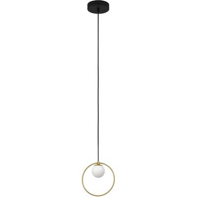 EGLO - Portocolom 1-Light LED Mini Pendant - Black/Shiny Brass - 206857A