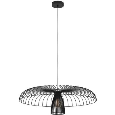 EGLO - Champerico 1-Light Metal Dome Cage Chandelier - Black - 390216A