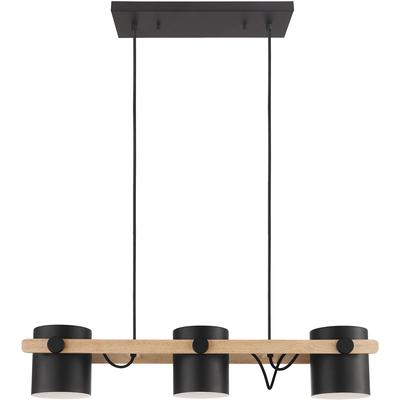 EGLO - Hornwood 3-Light Linear Pendant - Black/Wood - 43045A