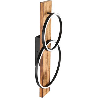 EGLO - Boyal 2-Light LED Wall/Ceiling Light - Black/Rustic Pine Wood - 99408A