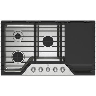 Whirlpool - 36" Gas Cooktop with 2-in-1 Hinged Grate to Griddle - WCGK7536PS