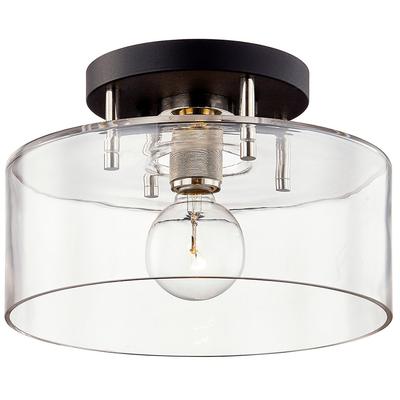 Troy Lighting - Bergamot Station 1-Light Semi-Flush Mount - C7551-TBK/PN
