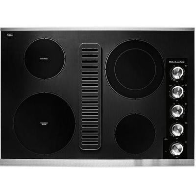 KitchenAid - 30" Electric Downdraft Cooktop with 4 Elements - KCED600GSS