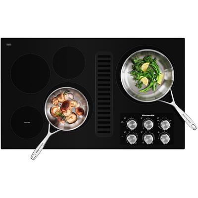 KitchenAid - 36" Electric Downdraft Cooktop with 5 Elements - KCED606GBL