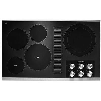 KitchenAid - 36" Electric Downdraft Cooktop with 5 Elements - KCED606GSS