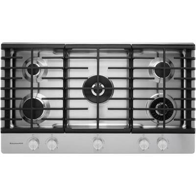 KitchenAid - 36" 5-Burner Gas Cooktop with Griddle - KCGS956ESS