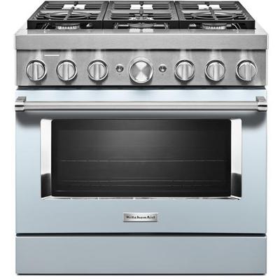 KitchenAid - 36'' Smart Commercial-Style Dual Fuel Range with 6 Burners - KFDC506JMB