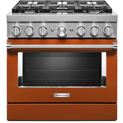 KitchenAid - 36'' Smart Commercial-Style Dual Fuel Range with 6 Burners - KFDC506JSC