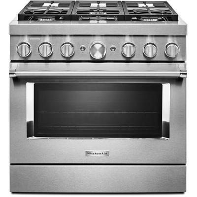 KitchenAid - 36'' Smart Commercial-Style Dual Fuel Range with 6 Burners - KFDC506JSS