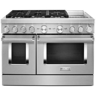 KitchenAid - 48'' Smart Commercial-Style Dual Fuel Range with Griddle - KFDC558JSS