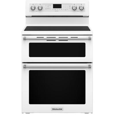 KitchenAid - 30" 5-Burner Electric Double Oven Convection Range - KFED500EWH