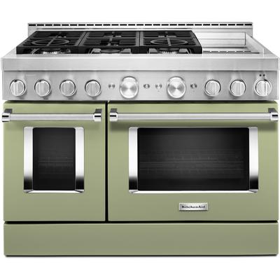 KitchenAid - 48'' Smart Commercial-Style Gas Range with Griddle - KFGC558JAV