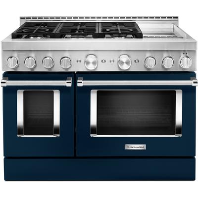 KitchenAid - 48'' Smart Commercial-Style Gas Range with Griddle - KFGC558JIB