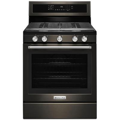 KitchenAid - 30" 5-Burner Gas Convection Range - KFGG500EBS