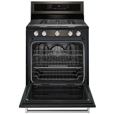 KitchenAid - 30-inch 5-Element Electric Slide-In Convection Range - KSEG700EBS