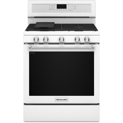 KitchenAid - 30" 5-Burner Gas Convection Range - KFGG500EWH