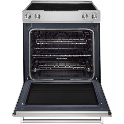 KitchenAid - 30" 5-Element Electric Convection Slide-In Range with Baking Drawer - KSEB900ESS